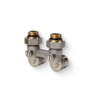 Блок шаровых кранов REHAU угловой G 1/2 x G 3/4 никелированный 12407373001 Блок шаровых кранов REHAU угловой G 1/2 x G 3/4 никелированный 12407373001