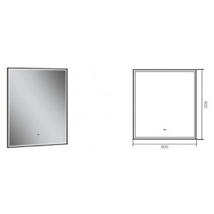 Зеркало Aqman с LED подсветкой 800x900 мм черный AQM9112B Зеркало Aqman с LED подсветкой 800x900 мм черный AQM9112B