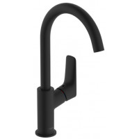 Смеситель для раковины Hansgrohe Logis 210 с поворотным изливом со сливным гарнитуром черный матовый 71130670