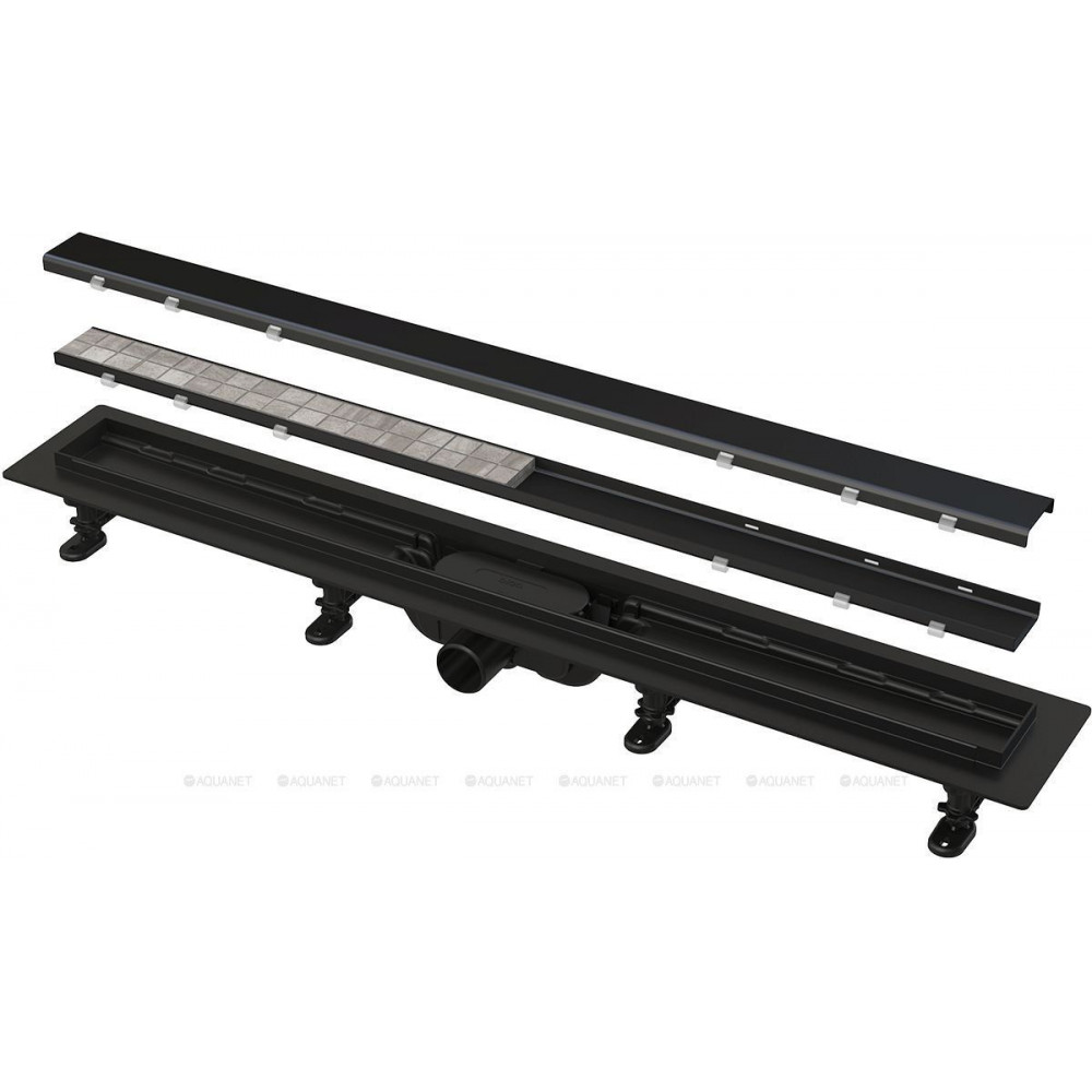 Водоотводящий желоб AlcaPlast Simple для двухсторонней решетки 850 мм черный APZ19BLACK-850