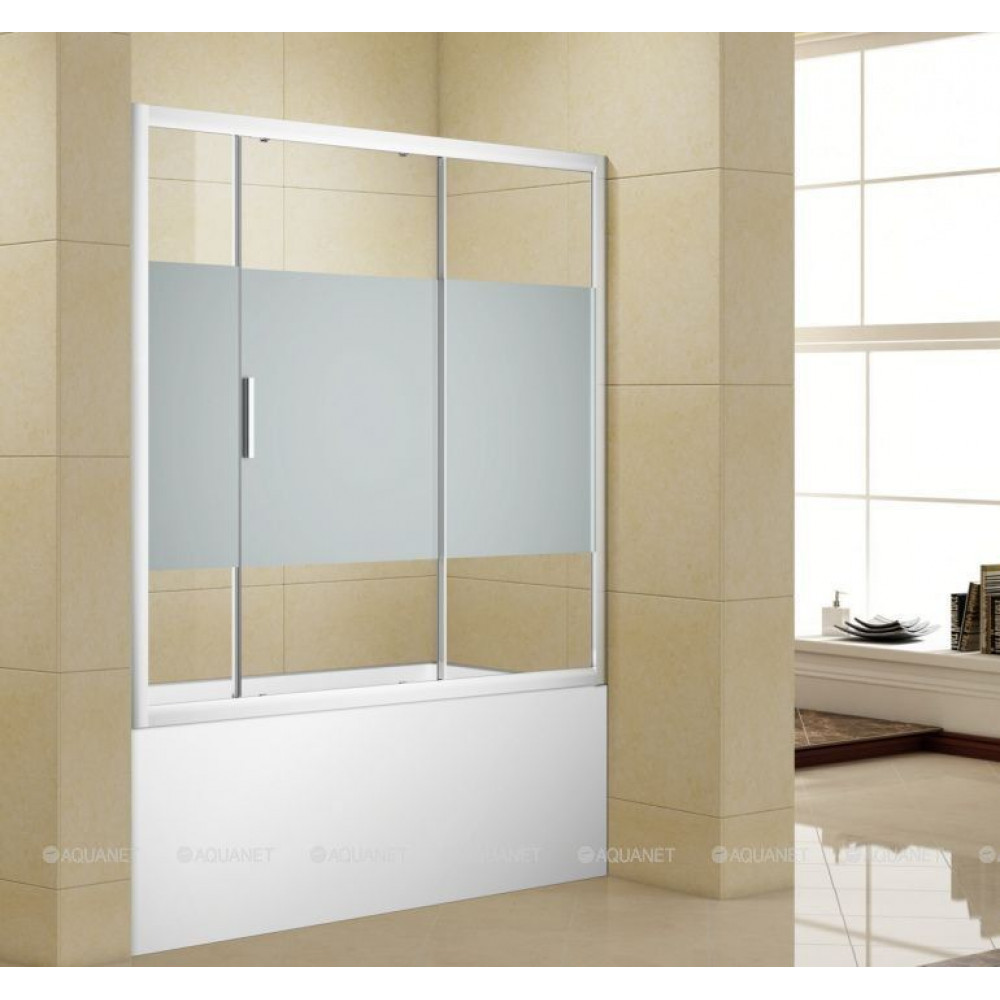 Шторка для ванны Aquanet Practic 1550 мм хром стекло полоска 6 мм AE10-B-155H150U-CP