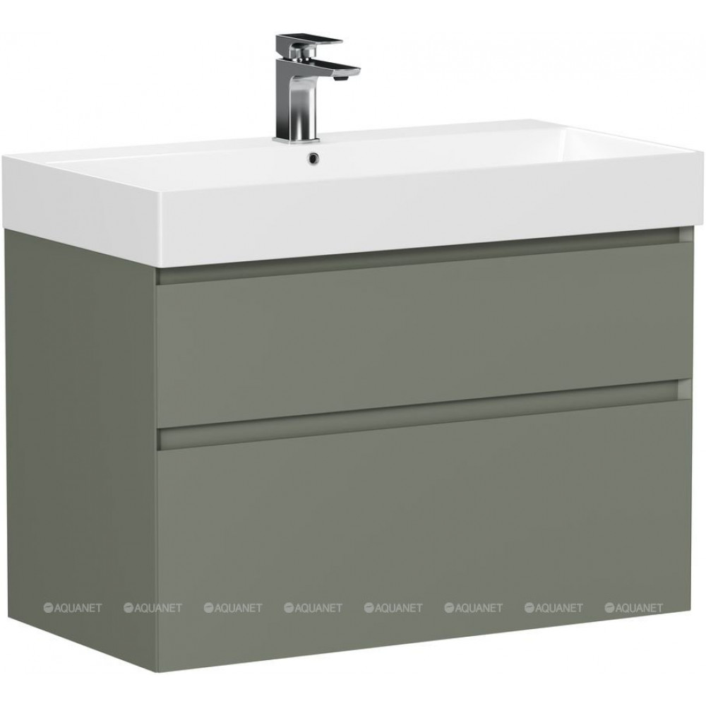 Тумба под раковину подвесная Allen Brau INFINITY 85 см 2 ящика олива матовый 1.210026.CGM
