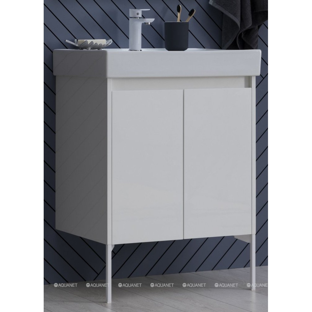 Тумба под раковину Aquanet Nova Lite 60 2 двери белый глянец 00298847