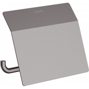 Держатель туалетной бумаги с крышкой Hansgrohe AddStoris шлифованный черный хром 41753340 Держатель туалетной бумаги с крышкой Hansgrohe AddStoris шлифованный черный хром 41753340