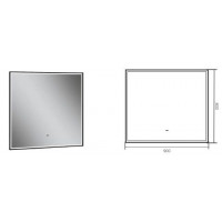 Зеркало Aqman с LED подсветкой 900x800 мм черный AQM9113B