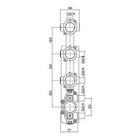 Встраиваемая часть термостатического смесителя QuadroDesign с 3 вентилями IN050
