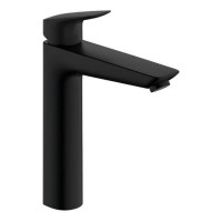 Смеситель для раковины hansgrohe Logis 190 однорычажный со сливным гарнитуром матовый черный 71090670