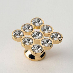 Ручка-кнопка мебельная EBAN Strass Золото Swarovski FACSTPO09OR Ручка-кнопка мебельная EBAN Strass Золото Swarovski FACSTPO09OR