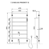 Полотенцесушитель  Allen Brau PRIORITY S 920x475 мм браш. никель 7.31003-BN