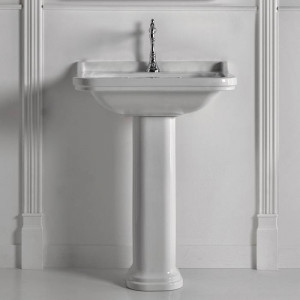 Раковина Kerasan Waldorf 80х55 см 1 отверстие с пьедесталом керамическая белый/хром 4141K1bi/cr*1/417001 Раковина Kerasan Waldorf 80х55 см 1 отверстие с пьедесталом керамическая белый/хром 4141K1bi/cr*1/417001