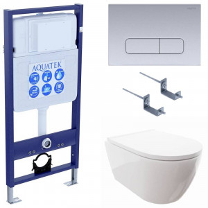 Комплект инсталляции 4 в 1 Aquatek Поларис (рама Standard, унитаз AQ0700-00, сиденье soft-close, панель KDI-0000014) ПОЛАРИС-014