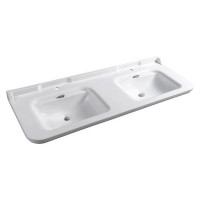 Раковина Kerasan Waldorf 150х55 см двойная 1 отверстие керамическая белый/хром 4143K1