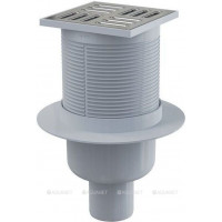 Трап сливной AlcaPlast 105x105/50 мм прямой выпуск решетка нерж. сталь APV2