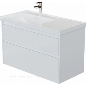 Тумба с раковиной Aquanet Nova Lite 2.0 90 L 2 ящика белый глянец 00365922