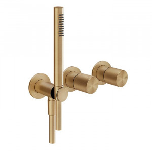 Смеситель для ванны Gessi Habito Diamantato настенный, с ручным душем, цвет Warm Bronze Brushed PVD 70638#726 Смеситель для ванны Gessi Habito Diamantato настенный, с ручным душем, цвет Warm Bronze Brushed PVD 70638#726