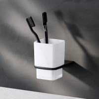 Стакан стеклянный с настенным держателем AM.PM Inspire V2.0 черный матовый A50A34322