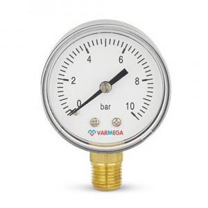 Манометр радиальный Varmega 50 мм 10 бар 1/4 VMMT10-501002 Манометр радиальный Varmega 50 мм 10 бар 1/4 VMMT10-501002