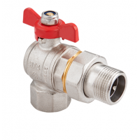 Кран шаровой угловой Hogert Technik Premium ГОСТ 3/4 НВ PN 40 бабочка с полусгоном BV92205