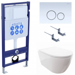 Комплект инсталляции 4 в 1 Aquatek Поларис (рама Standard, унитаз AQ0700-00, сиденье soft-close, панель KDI-0000015) ПОЛАРИС-015