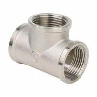 Тройник резьбовой латунный Gappo ВР 3/4x1/2x3/4 никелированный G2210