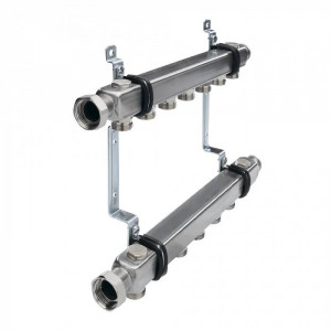 Коллектор для систем отопления VALTEC 1 x 3/4 EK нержавеющая сталь 5 выходов 712554