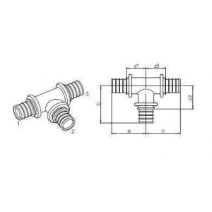 Тройник латунный REHAU RAUTITAN MX 20-25-20 мм 169047-001 Тройник латунный REHAU RAUTITAN MX 20-25-20 мм 169047-001
