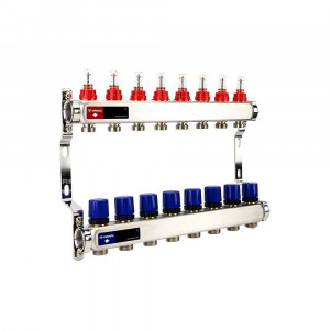 Коллекторная группа Varmega с расходомерами из нержавеющей стали 1 x 3/4 EK 8 контуров VM15108 Коллекторная группа Varmega с расходомерами из нержавеющей стали 1 x 3/4 EK 8 контуров VM15108