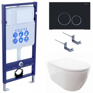 Комплект инсталляции 4 в 1 Aquatek Поларис (рама Standard, унитаз AQ0700-00, сиденье soft-close, панель KDI-0000020) ПОЛАРИС-020