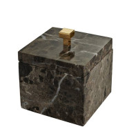 Баночка универсальная настольная 3SC Palace Marmo 11х11х13.5 см мрамор Emperador dark золото 24к PA48AEMGD