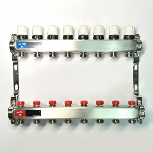 Коллекторная группа WATTS HKV-T 1 x 8 выходов 3/4 EK из нержавеющей стали 451W4308 Коллекторная группа WATTS HKV-T 1 x 8 выходов 3/4 EK из нержавеющей стали 451W4308