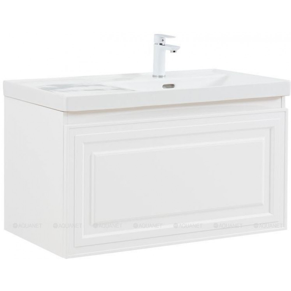 Тумба с раковиной Aquanet Агата 90 R 1 ящик белый сатин 00365936