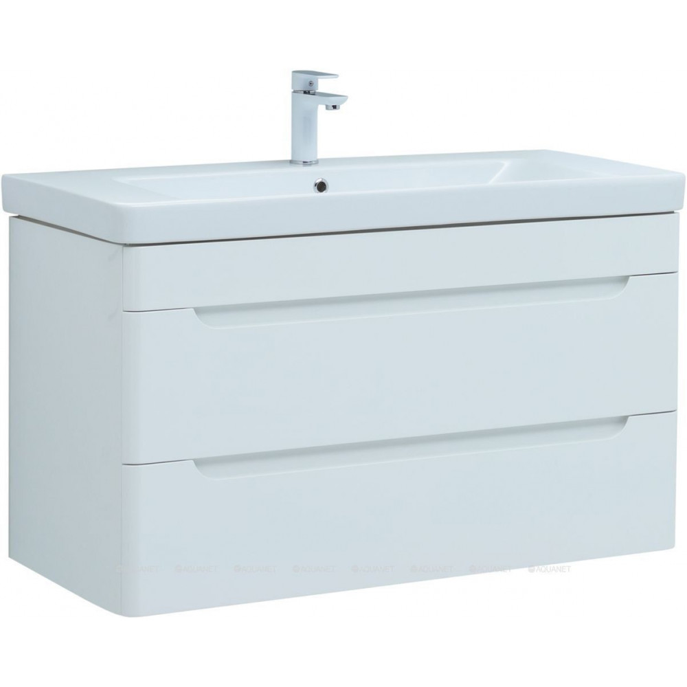 Тумба с раковиной Aquanet София 105 2 ящика белый глянец 00274196