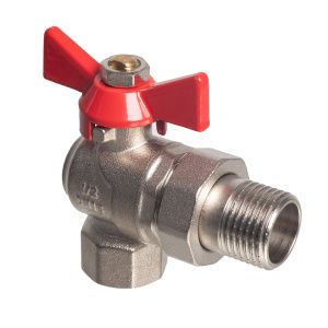 Кран шаровой угловой Kromwell 1/2 ВР-НР с американкой бабочка KW.186.04