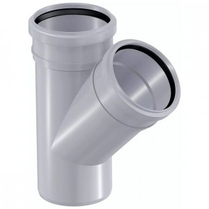 Тройник канализационный двухраструбный Uponor 110/110 мм 45° 1053730