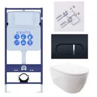 Комплект инсталляции 4 в 1 Aquatek Поларис (рама Standard, унитаз AQ0700-00, сиденье soft-close, панель KDI-0000045) ПОЛАРИС-045