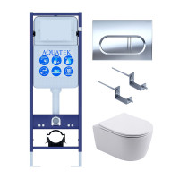 Комплект инсталляции 4 в 1 AQUATEK Европа New (рама INS-0000017, унитаз AQ1106L-00, кнопка KDI-0000043) ЕВРОПА New-INS17-043