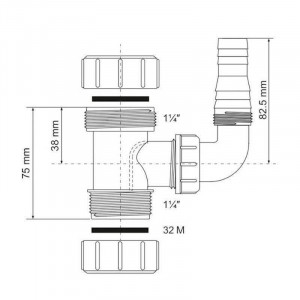 Муфта компрессионная McAlpine 32х32 мм с адаптером 32EWM Муфта компрессионная McAlpine 32х32 мм с адаптером 32EWM