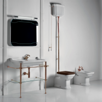 Консоль напольная с раковиной Kerasan Waldorf 100х55 см на 1 отв. бронза 4142K1bi/cr / 9196K3br / 811393br