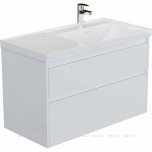 Тумба с раковиной Aquanet Nova Lite 2.0 90 R 2 ящика белый глянец 00365927