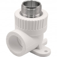 Угольник комбинированный PP-R THERMOLIGHT с креплением 25x3/4 НР белый 1620683