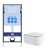 Комплект инсталляции с унитазом AQUATEK ЕВРОПА New (рама INS-0000012, унитаз AQ1106L-00 soft-close) ЕВРОПА New