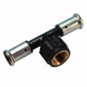 Тройник пресс ПВДФ Henco 26x1/2x26 ВР с черной заглушкой 13PK-260426BP Тройник пресс ПВДФ Henco 26x1/2x26 ВР с черной заглушкой 13PK-260426BP