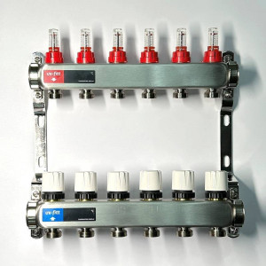 Коллекторная группа WATTS HKV 1 x 6 выходов 3/4 EK с расходомерами из нержавеющей стали 450W4306
