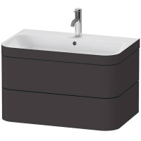 Тумба подвесная с раковиной Duravit Happy D.2 Plus c-bonded 77.5x49x46.8 см 2 ящика графит суперматовый HP4637O8080