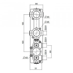 Встраиваемая часть настенного термостатического смесителя Quadro Design IN049