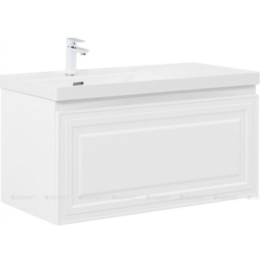 Тумба с раковиной Aquanet Агата 100 R 1 ящик белый сатин 00365932