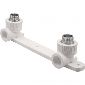 Угольник комбинированный двойной Thermolight PP-R 20 мм x 1/2 НР с креплением белый TL3405 Угольник комбинированный двойной Thermolight PP-R 20 мм x 1/2 НР с креплением белый TL3405
