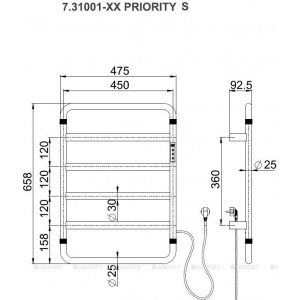Полотенцесушитель  Allen Brau PRIORITY S 640x475 мм черный матовый 7.31001-31