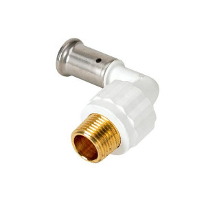 Угольник 90° пресс PVDF HENCO 20x3/4 НР белый 5PKW-2005 Угольник 90° пресс PVDF HENCO 20x3/4 НР белый 5PKW-2005