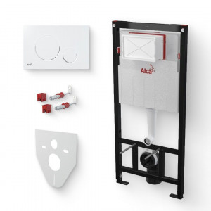 Система инсталляции AlcaPlast Sadromodul AM101/1120 с кнопкой M670 белая, с шумоизоляцией AM101/1120/M670 Система инсталляции AlcaPlast Sadromodul AM101/1120 с кнопкой M670 белая, с шумоизоляцией AM101/1120/M670